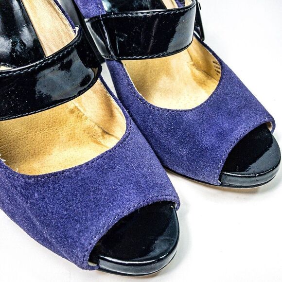 Michael Kors Hanna Purple Suede Open Toe Buckle Pumps Sz 7M - Picture 3 of 11